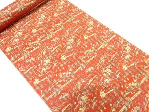 B反　風景模様織り出し　名古屋帯地反物